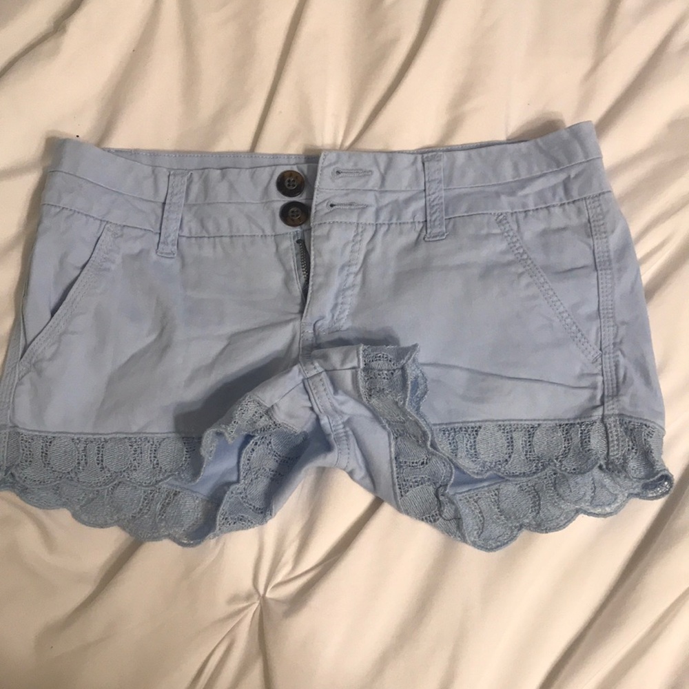 Powder Blue Shorts from Buckle with Lace Trim